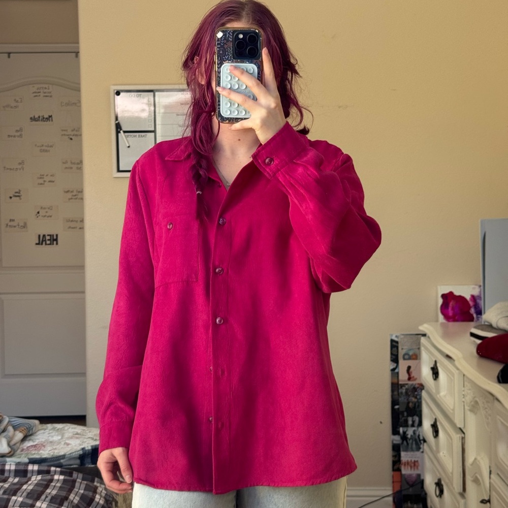 White Stag Women's Bright Red Button-Down Shirt